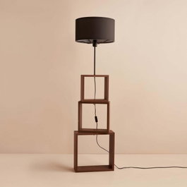 Opviq Lámpara de Pie de Madera AYD-3471 Negro y Marrón